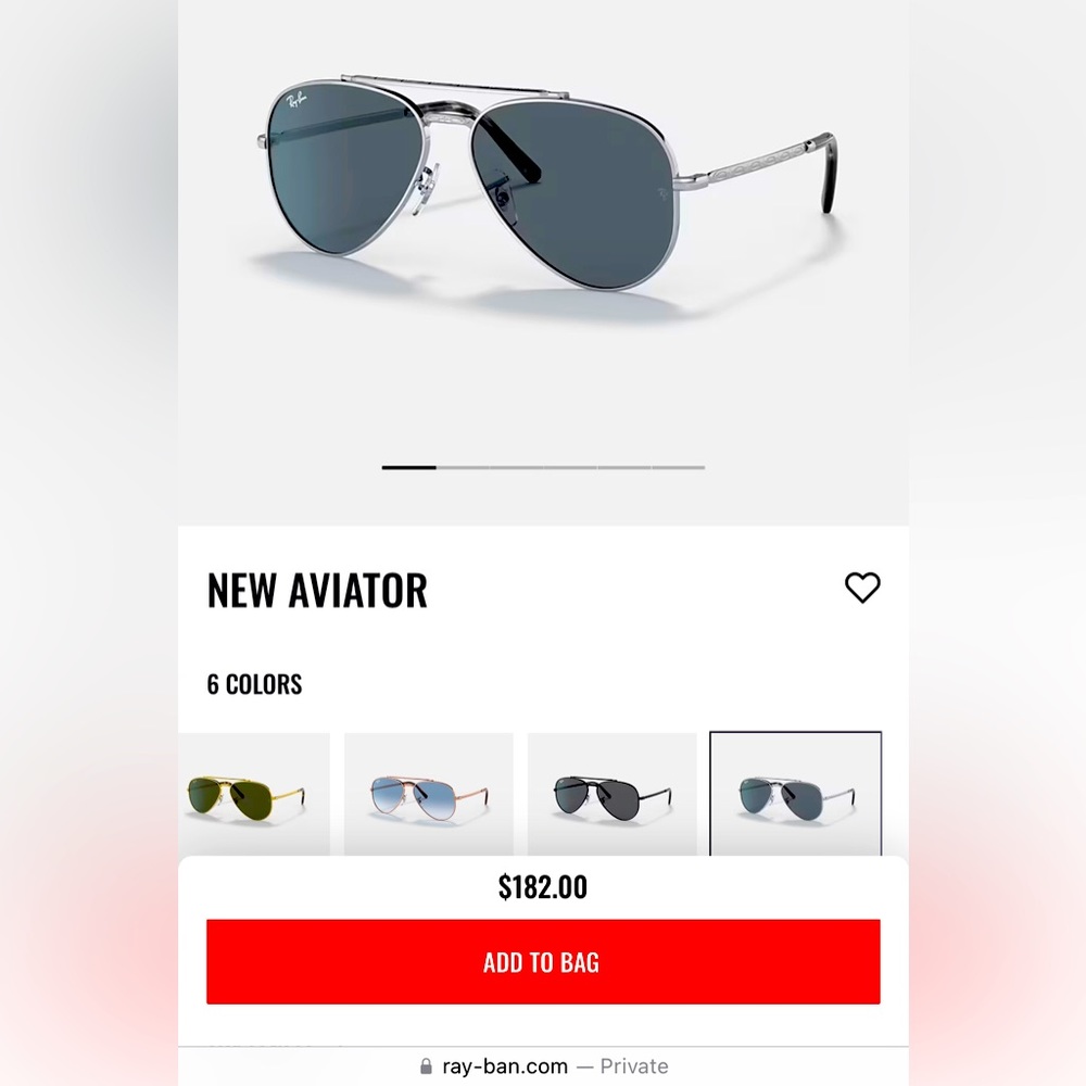 RAY BAN RB3625 New Aviator BLACK and GREY size L